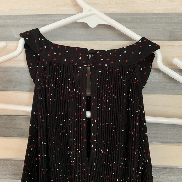 1. State Black Pleated Peplum Tank Dot Print - Picture 7 of 8
